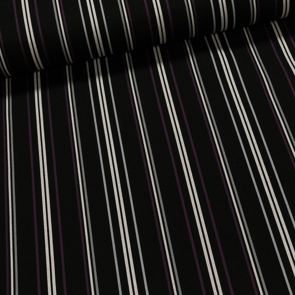 Potahové akrylové plátno (dralon, teflon) na zahradní nábytek, černo-fialový pruh, š.140cm (látka v metráži)
