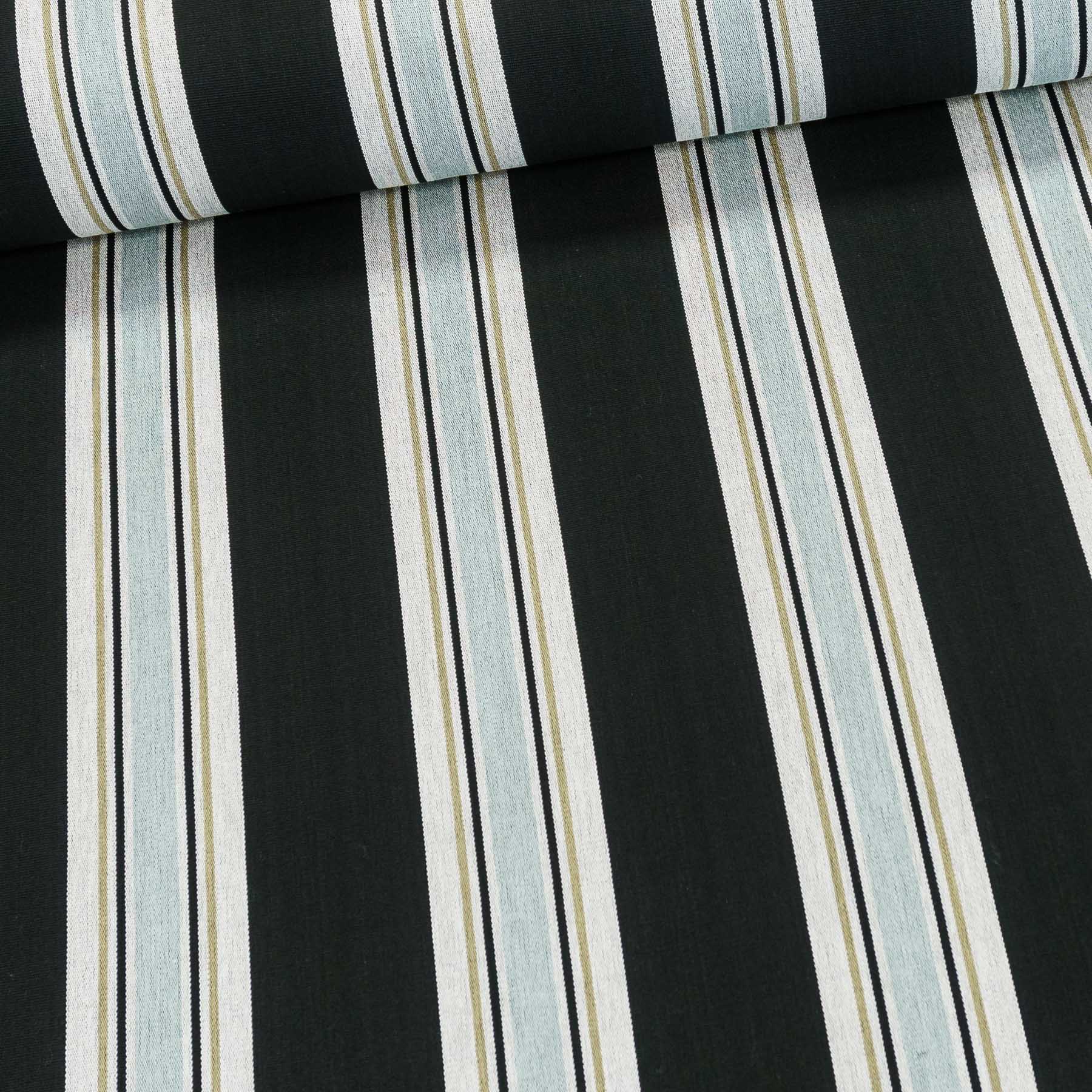 Potahové akrylové plátno (dralon, teflon) na zahradní nábytek, černo-šedé pruhy/proužky, š.180 (látka v metráži)