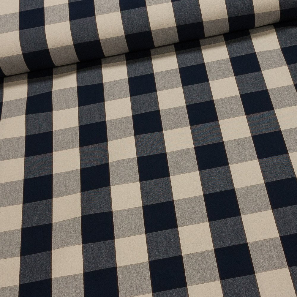 Potahové akrylové plátno (dralon, teflon) na zahradní nábytek, modro-béžová kostka, š.140cm (látka v metráži)