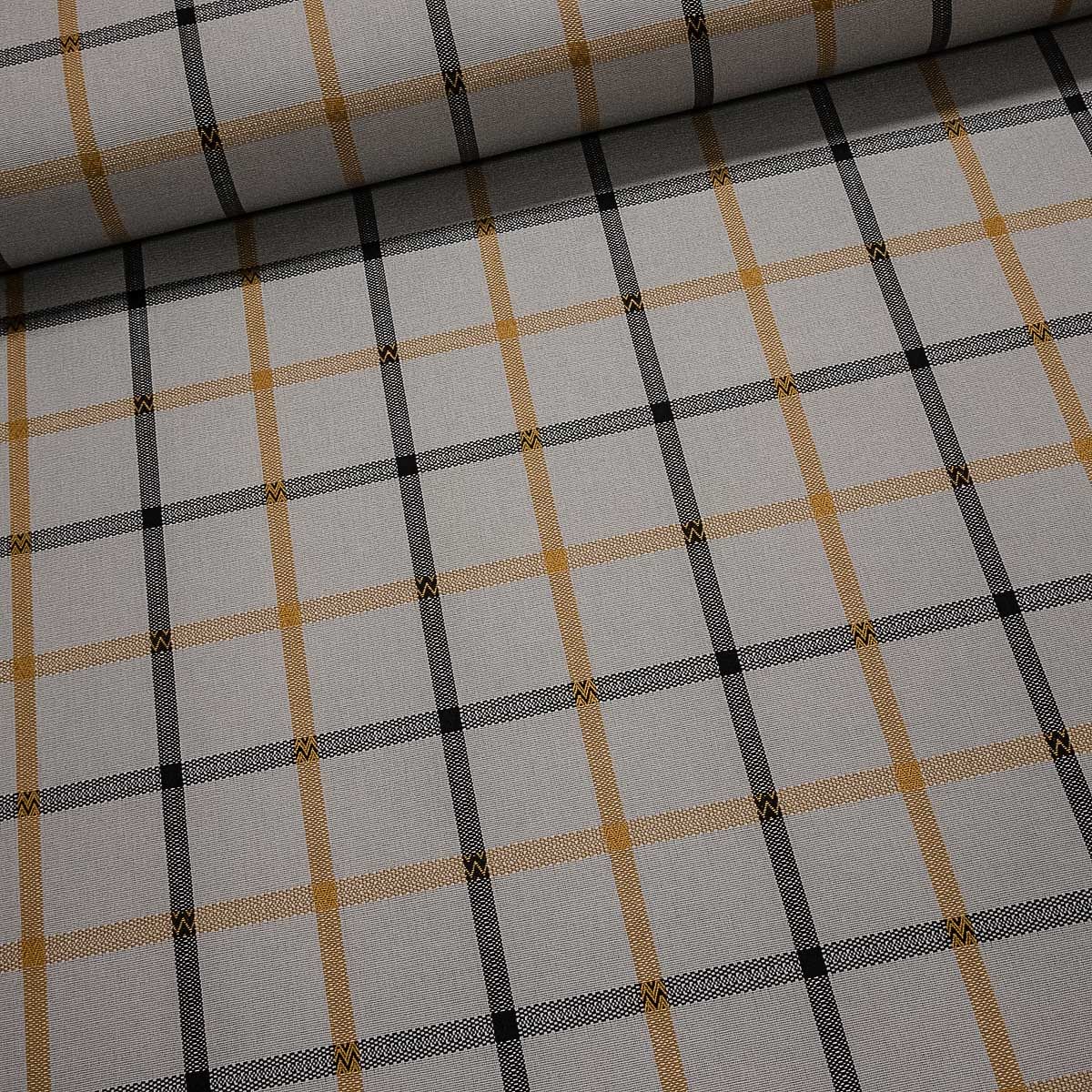 Potahové akrylové plátno (dralon, teflon) na zahradní nábytek, šedé káro, š.140cm (látka v metráži)