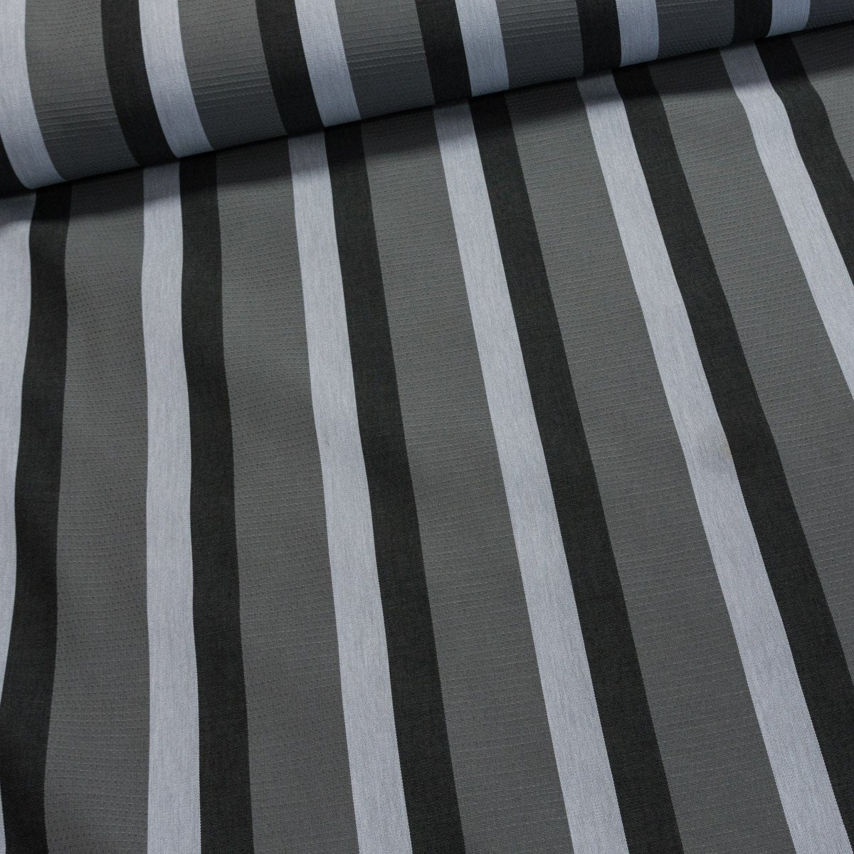 Potahové akrylové plátno (dralon, teflon) na zahradní nábytek, šedé pruhy, š.140cm (látka v metráži)