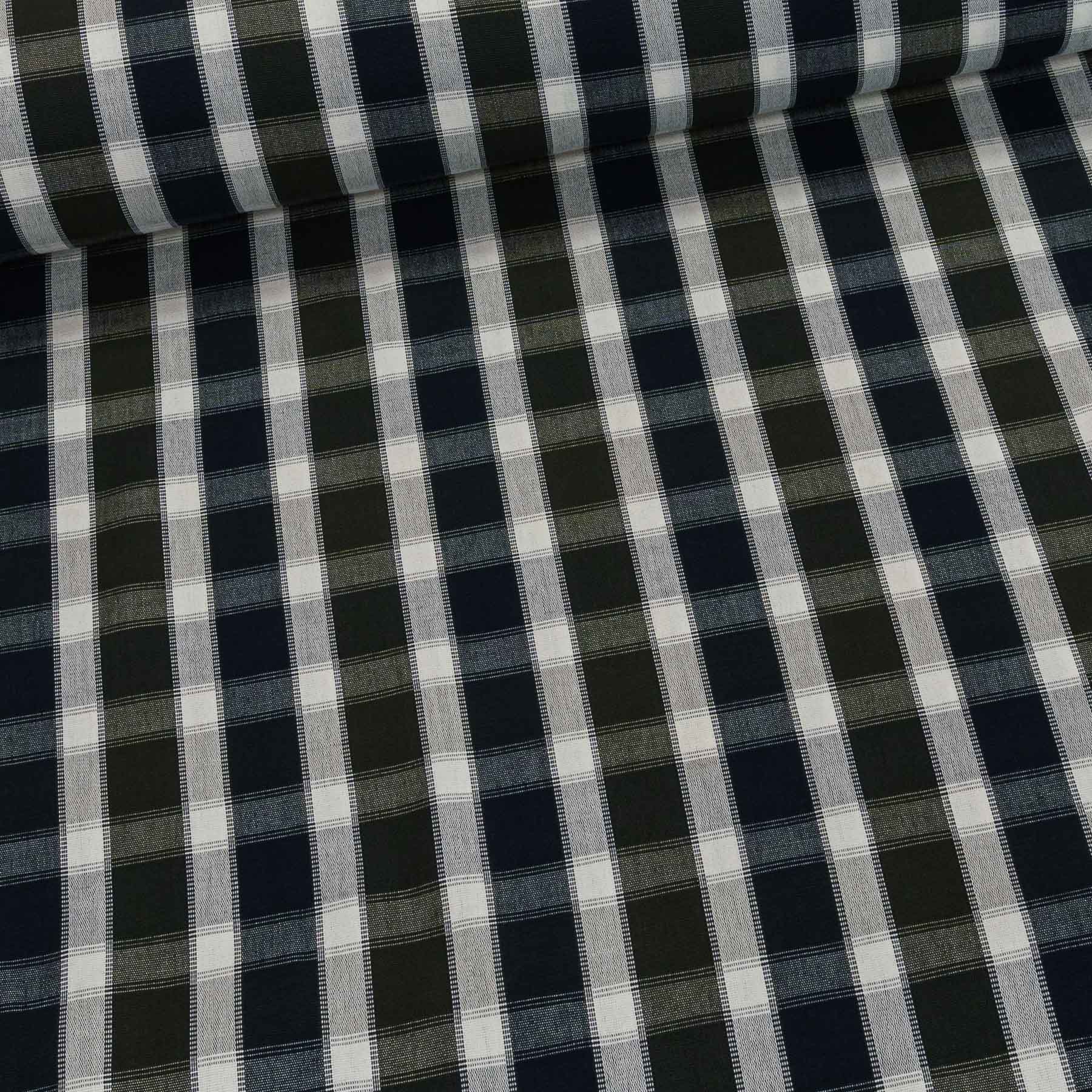 Potahové akrylové plátno (dralon, teflon) na zahradní nábytek, tmavě modro-šedé pruhokáro, š.180 (látka v metráži)