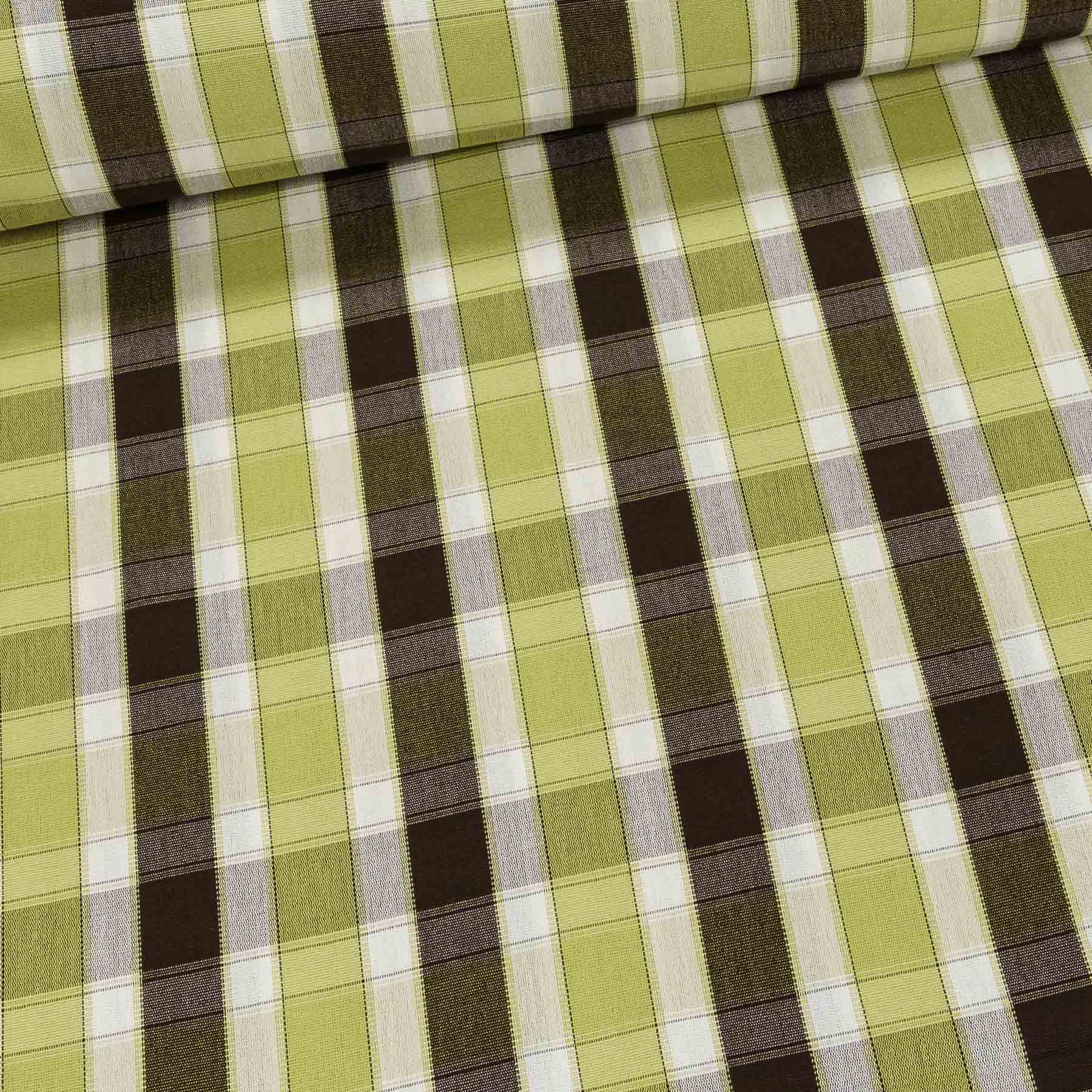 Potahové akrylové plátno (dralon, teflon) na zahradní nábytek, zeleno-hnědé pruhokáro, š.180 (látka v metráži)