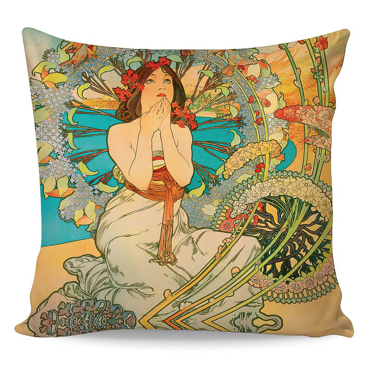 Levně Matějovský Povlak na polštářek ALFONS MUCHA MONACO, béžový, 40x40cm