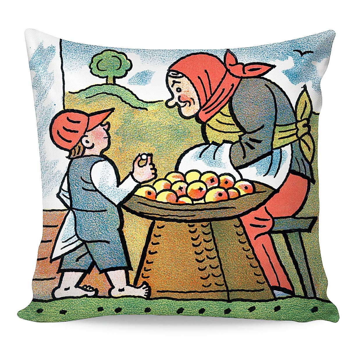 Matějovský dětský polštářek JOSEF LADA BYLA JEDNA BABKA, zelený, 40x40cm