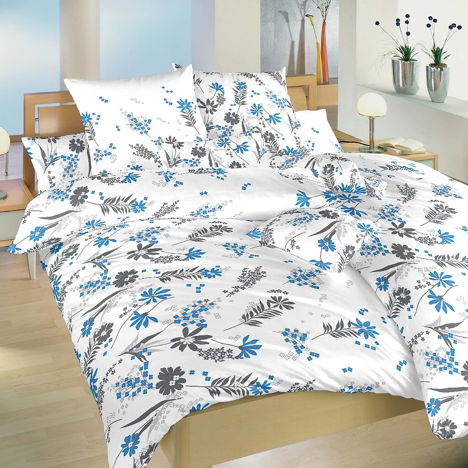 Dadka Povlečení krep Agáta denim na bílém Varianta: Povlečení krep Agáta denim na bílém 140x200, 70x90 cm