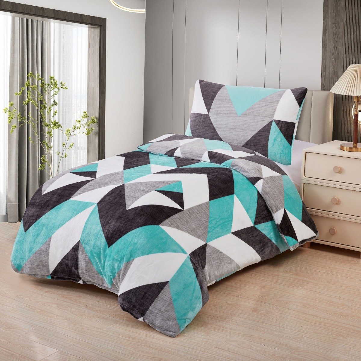 Jahu Povlečení mikroflanel Abstract tyrkys Varianta: Povlečení mikroflanel Abstract tyrkys 140x200, 70x90 cm