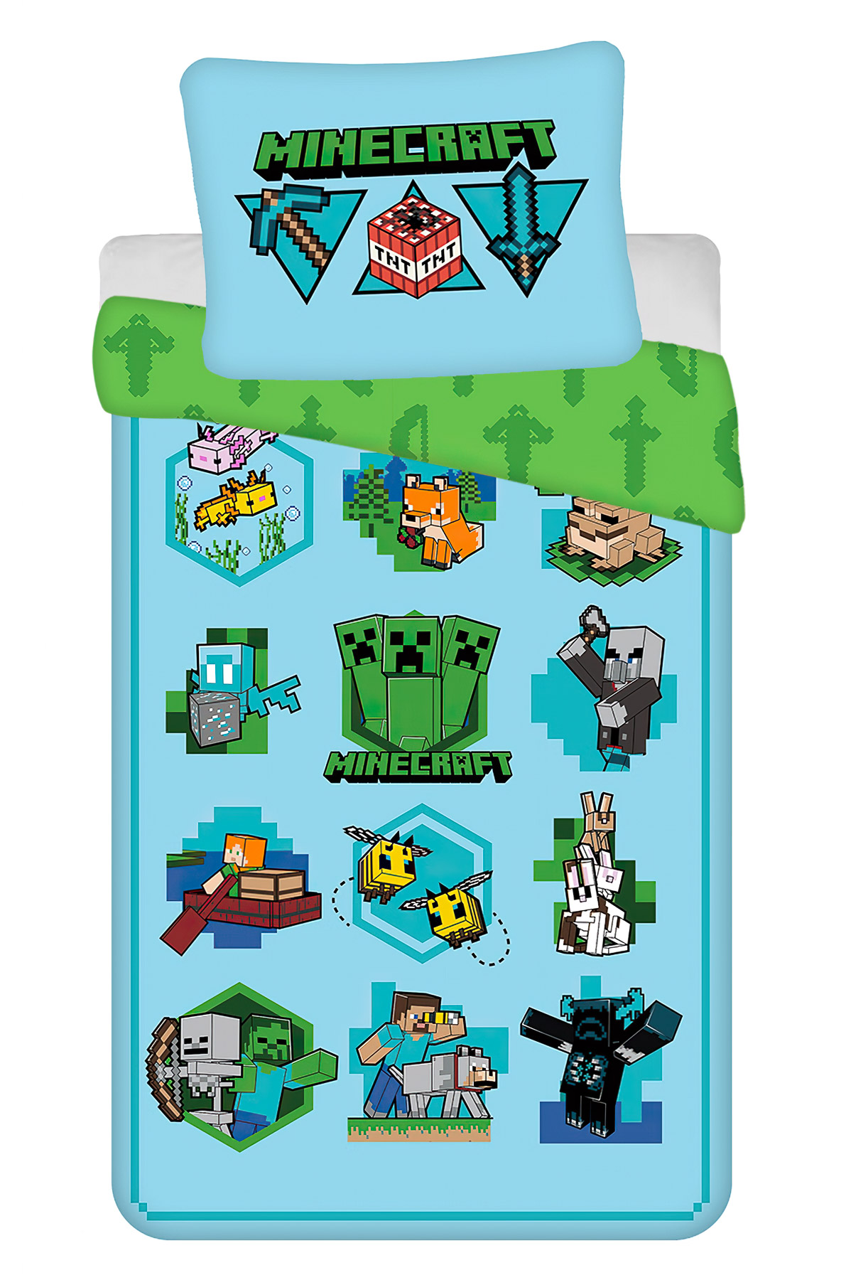 Levně Dadka povlečení MINECRAFT LETS PLAY, modro-zelené, bavlna hladká, 140x200cm + 70x90cm