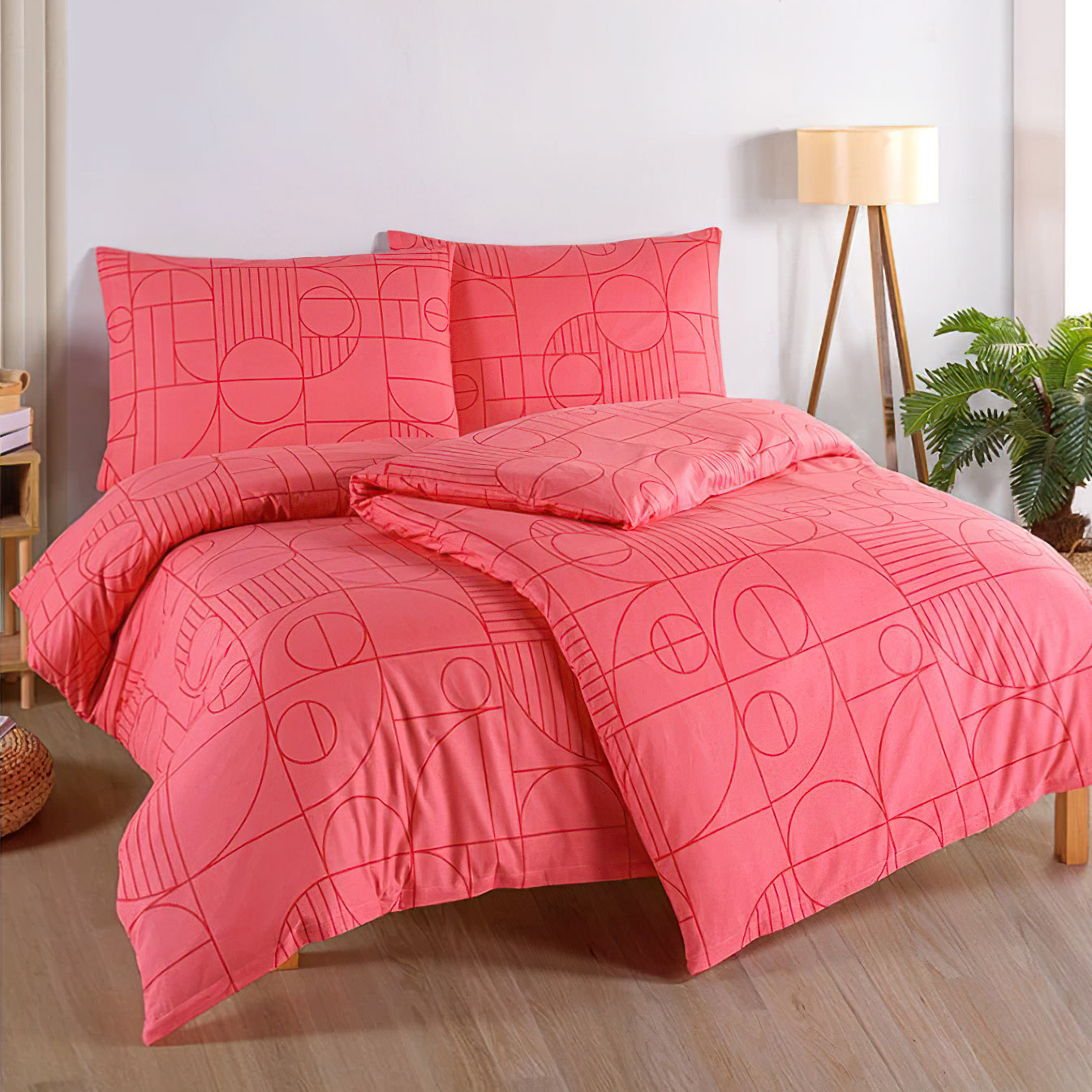 TipTrade s.r.o. Bavlněné povlečení Geo Sunset Coral Varianta: Velikost: 140x200 + 70x90 cm