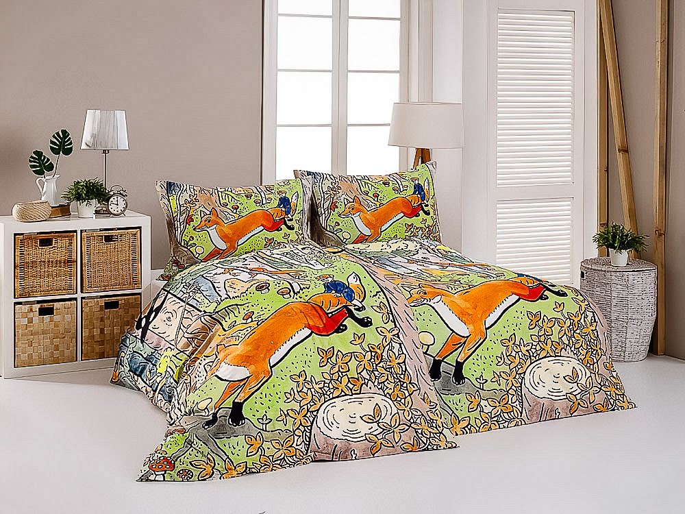 Matějovský povlečení JOSEF BUDULÍNEK, zelené, bavlna hladká digitál, 140x200cm + 70x90cm