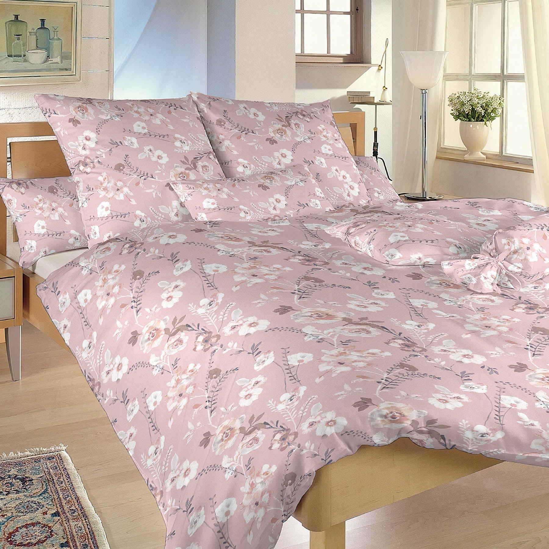 Dadka Povlečení krep Kvítí na pudrovém Varianta: Povlečení krep Kvítí na pudrovém 140x200, 70x90 cm