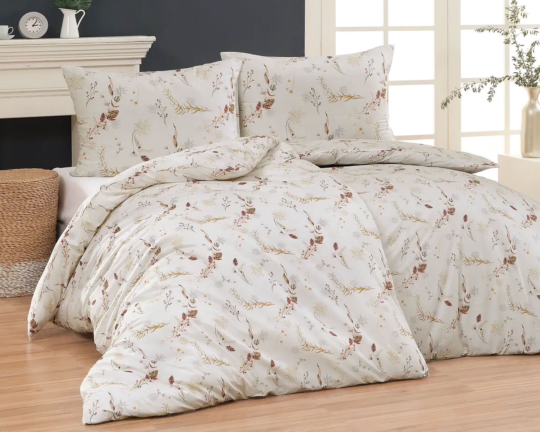 Matějovský Povlečení MARLEN, vločky s větvičkami, krémové, bavlna hladká, digitál, 140x200cm + 70x90cm