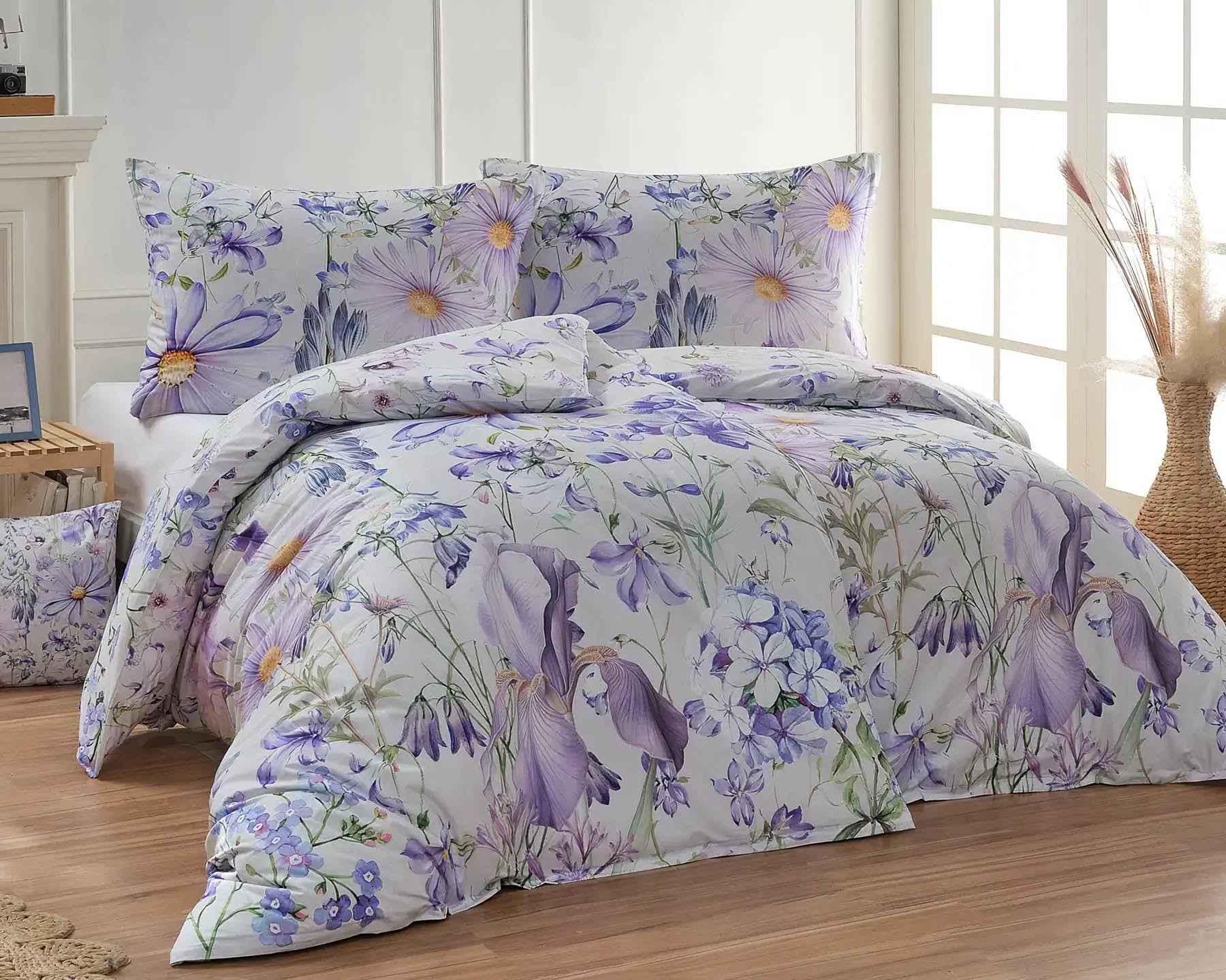 Matějovský Povlečení MIRABEL, fialový květinový vzor, bavlna hladká, digitál, 140x220cm + 70x90cm