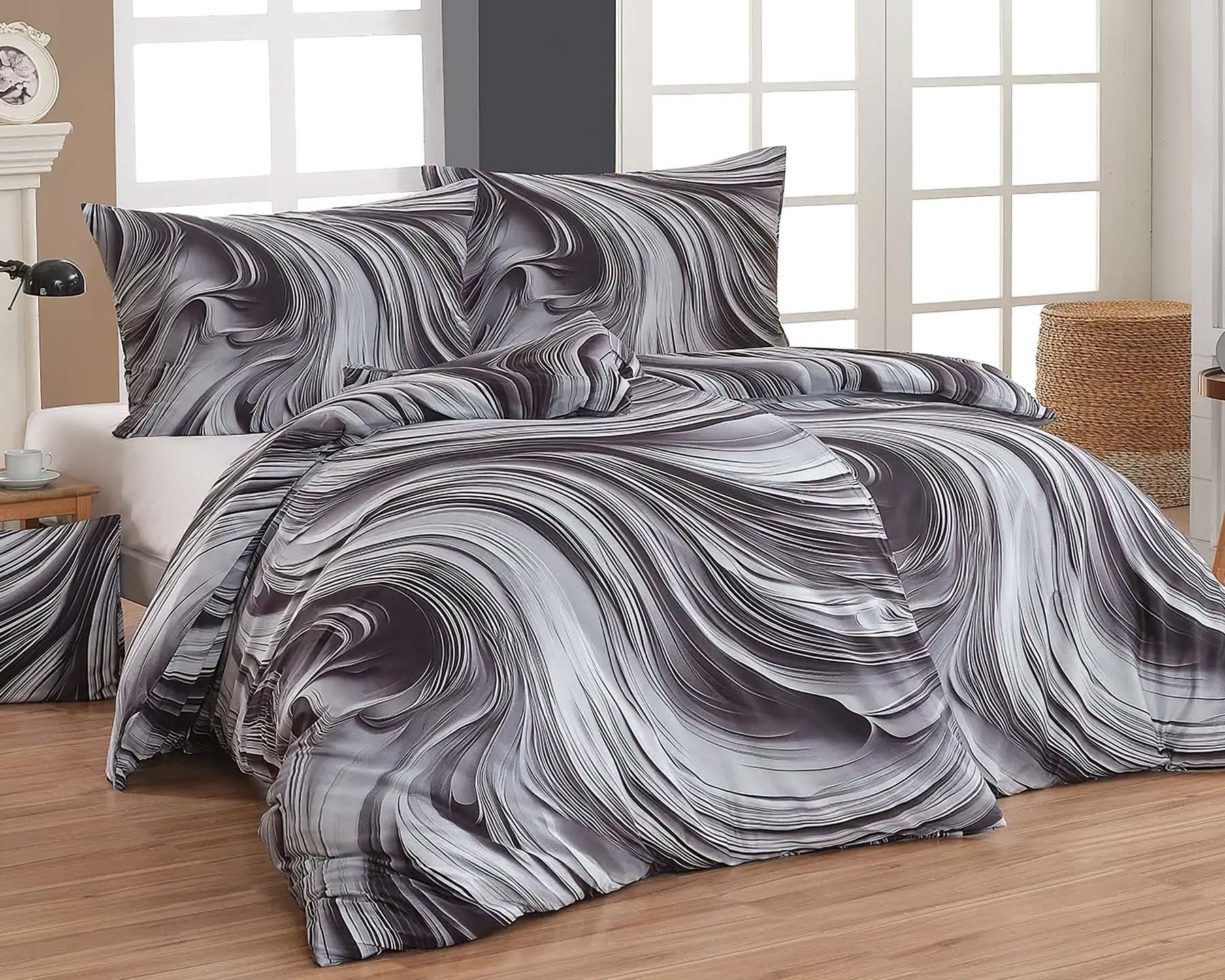 Matějovský Povlečení MONROE, černo-bílé vlny, bavlna hladká digitál, 140x200cm + 70x90cm