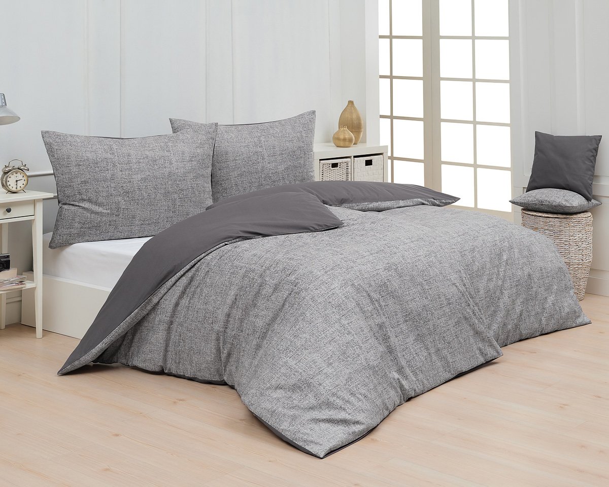 Matějovský povlečení RITTA, šedý žíhaný vzor, bavlna hladká, 140x200cm + 70x90cm