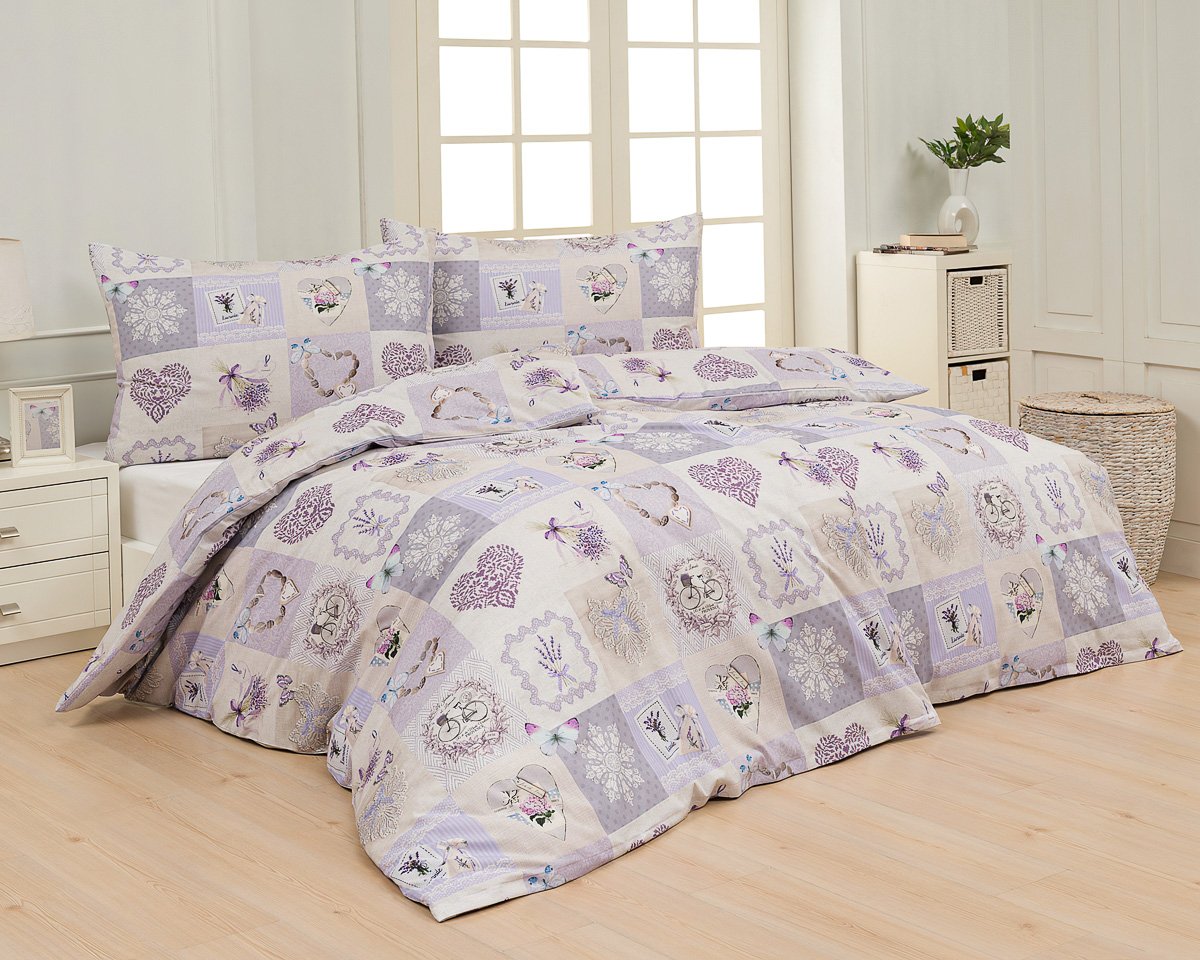 Matějovský povlečení ROSEA, provance vzor, fialové, bavlna hladká digitál, 140x220cm + 70x90cm