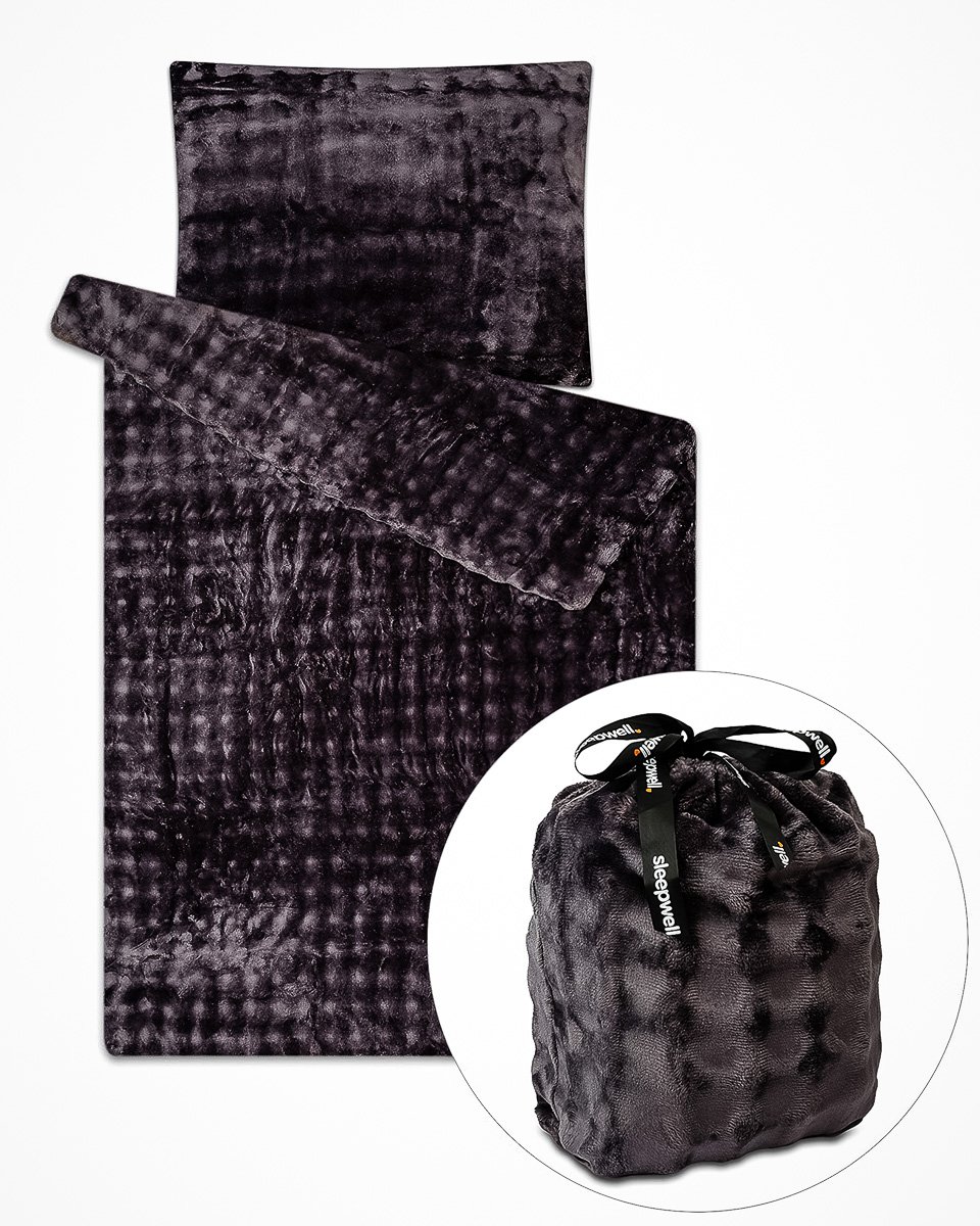 SleepWell Povlečení OBLÁČKY PMF 025 ANTRACIT jednobarevné, mikroflanel, 140x200cm + 70x90cm