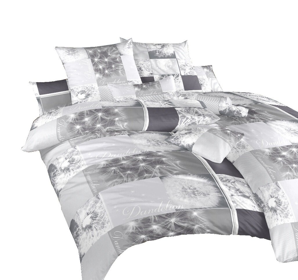 Povlečení PAMPELIŠKY 3D ŠEDÉ, pampelišky na velkém káru, krep, 140x200cm + 70x90cm