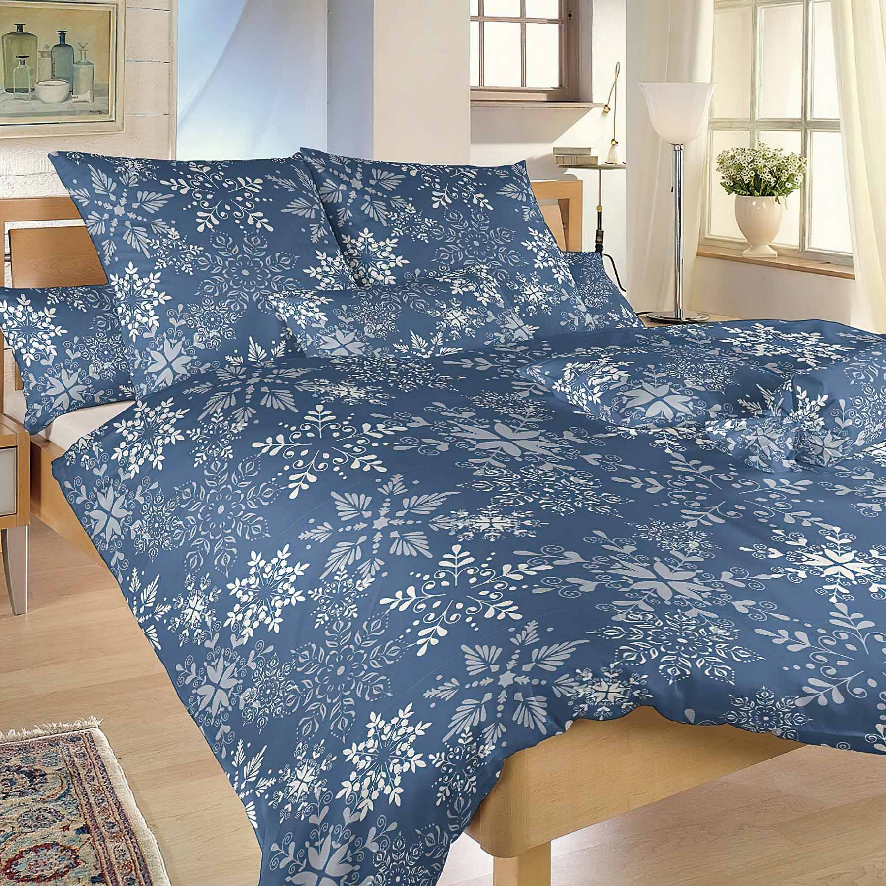 Dadka Povlečení krep Snowflakes šedomodré Varianta: Povlečení krep Snowflakes šedomodré 140x200, 70x90 cm