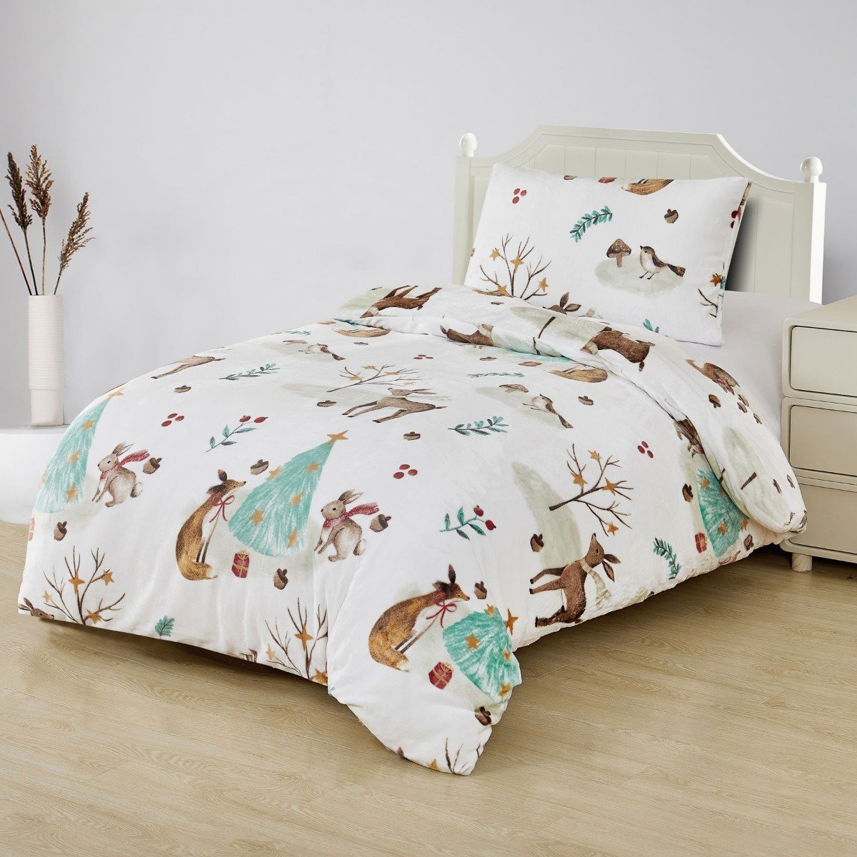 Ložní povlečení z mikroplyše VÁNOCE V LESE