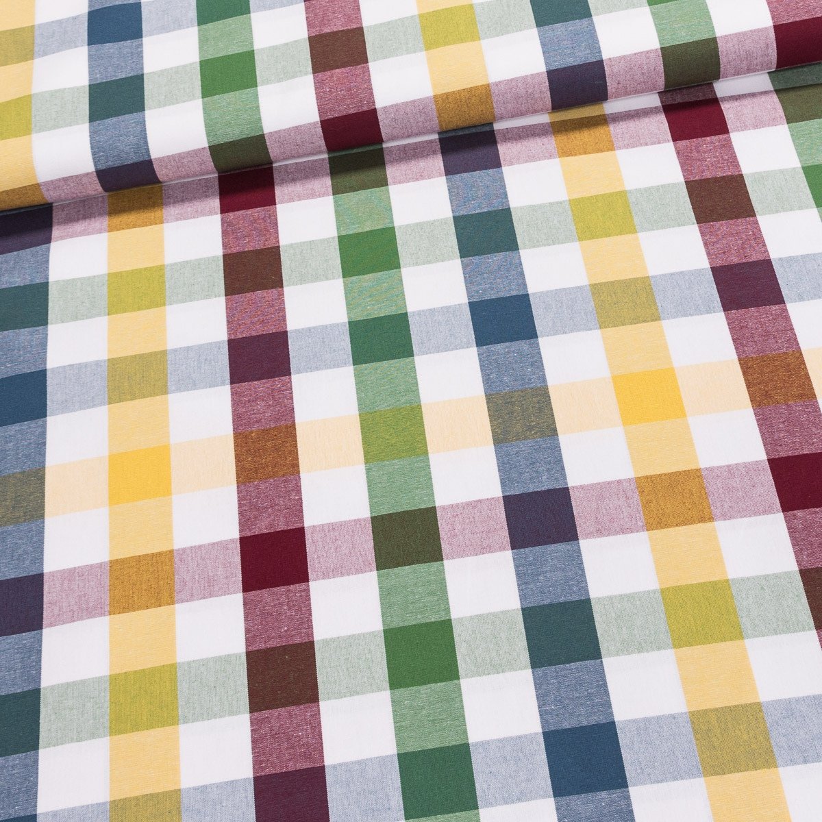 KANAFAS CZ Pravý český bavlněný kanafas ŽOFIE K3,5 15303 kostka 3,5cm, žluto-modro-zelený, š.140cm (látka v metráži)