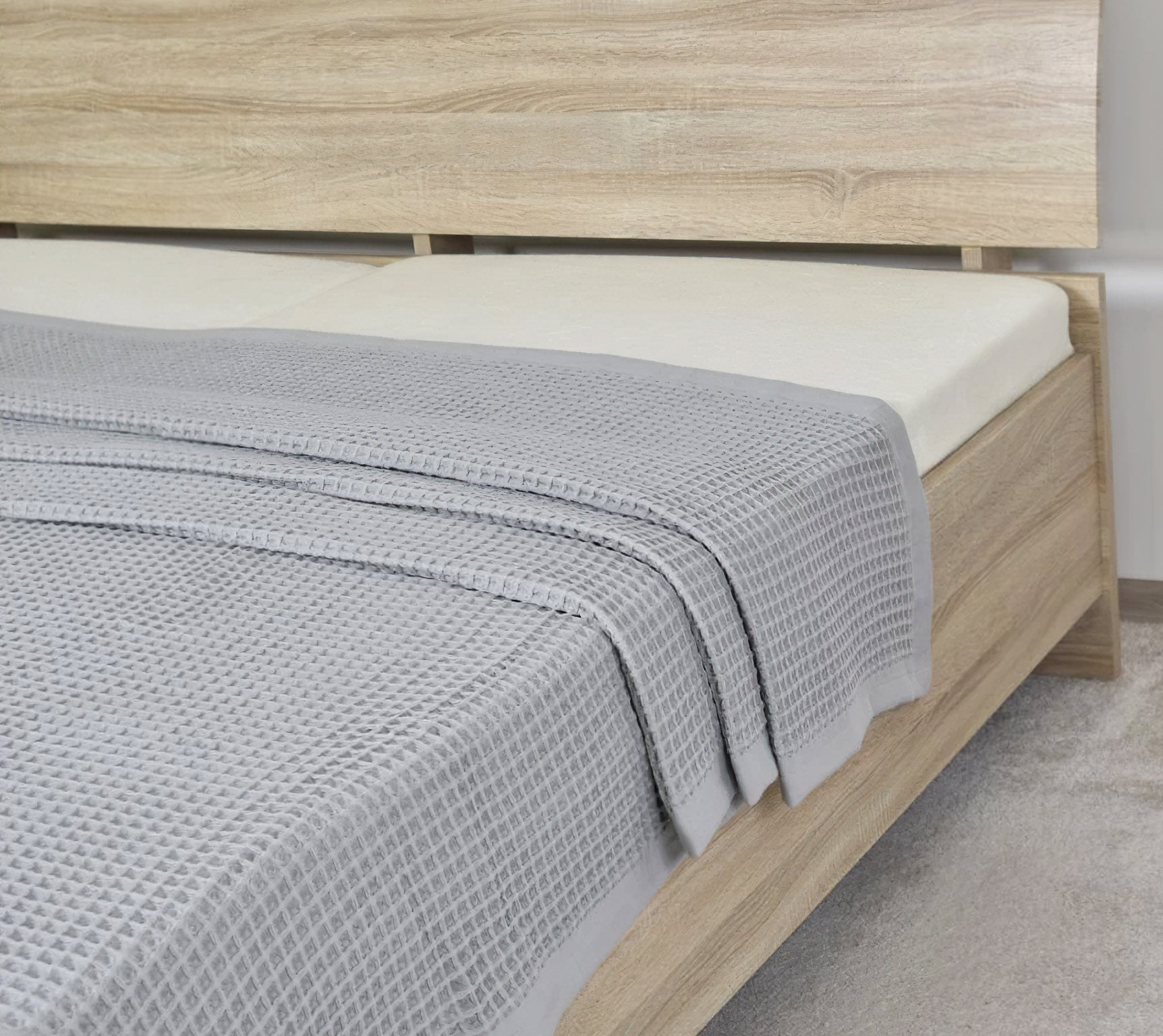 Praktik Přehoz na postel bavlněný OPTIMUS, jednobarevný šedý, vaflový, 225x230cm, dvoulůžkový