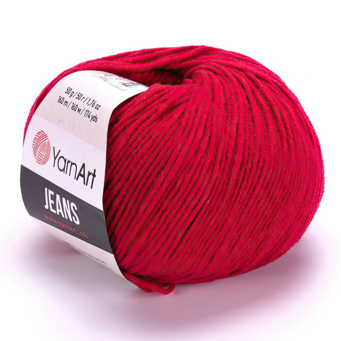 YarnArt pletací / háčkovací příze GINA / JEANS 51 tmavě červená, jednobarevná, 50g/160m