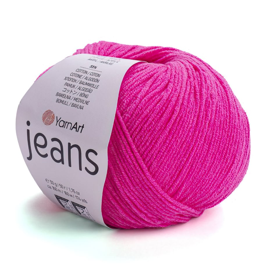 YarnArt pletací / háčkovací příze JEANS 59  neonově růžová, jednobarevná, 50g/160m