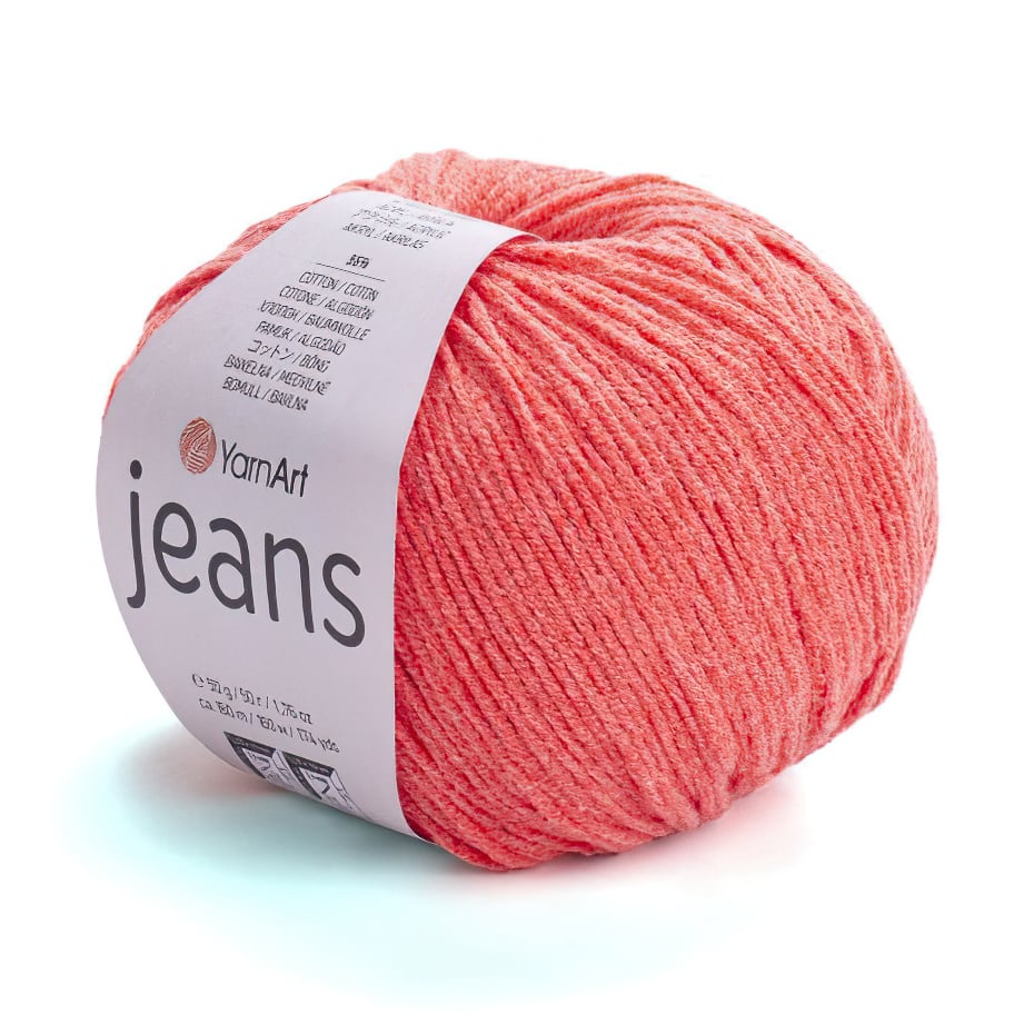 YarnArt pletací / háčkovací příze JEANS 61  neonově oranžová, jednobarevná, 50g/160m