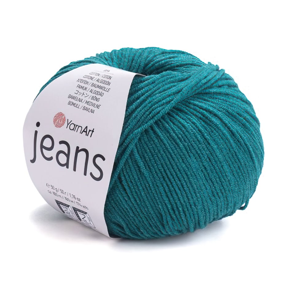 Pletací / háčkovací příze YarnArt JEANS 63 petrolejová, jednobarevná, 50g/160m