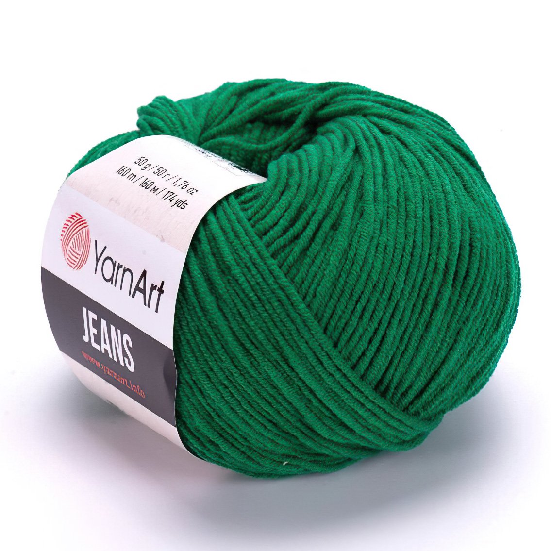 YarnArt pletací / háčkovací příze GINA / JEANS 52 trávově zelená, jednobarevná, 50g/160m