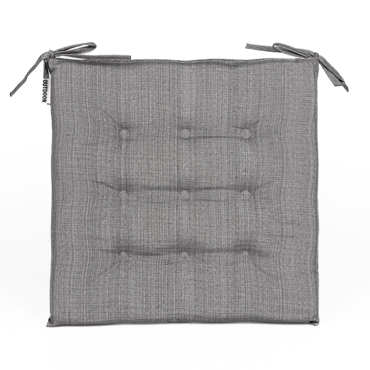 Prošívaný sedák OUTDOOR nepromokavý, žíhaný tmavě šedý, čtverec 40x40cm