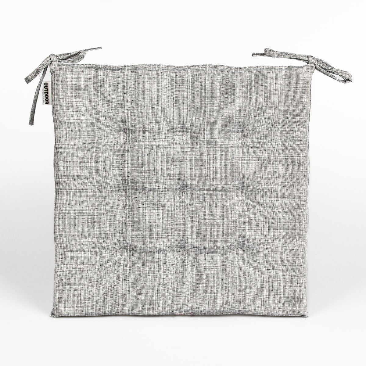 Prošívaný sedák OUTDOOR nepromokavý, žíhaný světle šedý, čtverec 40x40cm