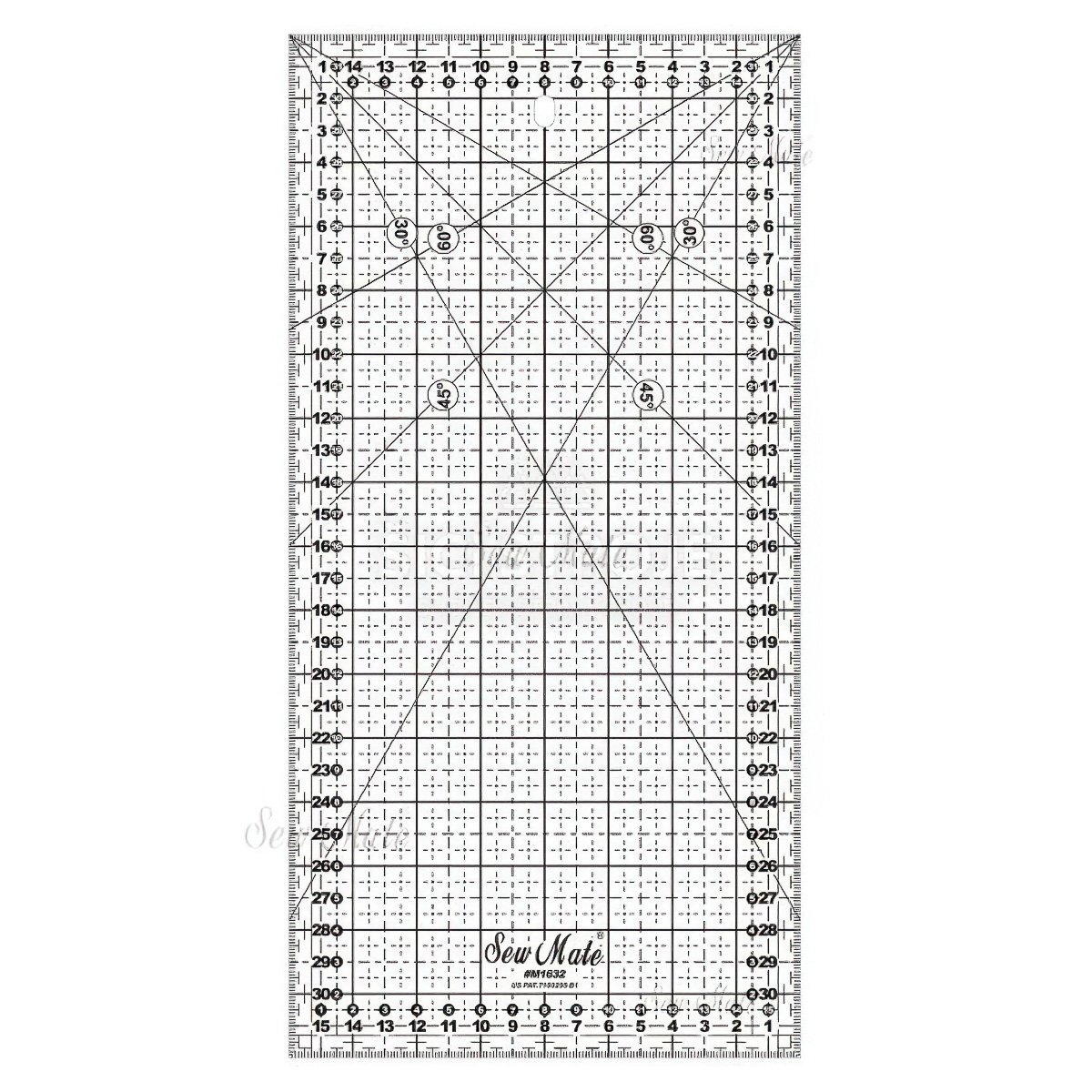 Donwei Rastrové pravítko na patchwork, látky DONWEI M1632 BK, černý popis, 16x32cm