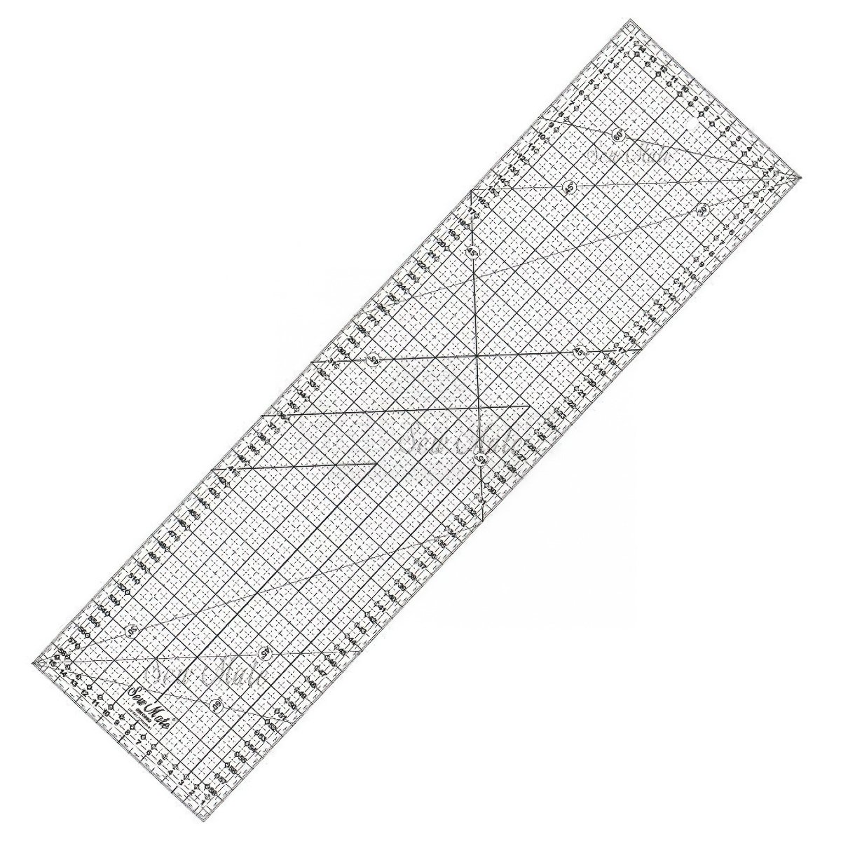 Donwei Rastrové pravítko na patchwork, látky DONWEI M1660 BK, černý popis, 16x60cm
