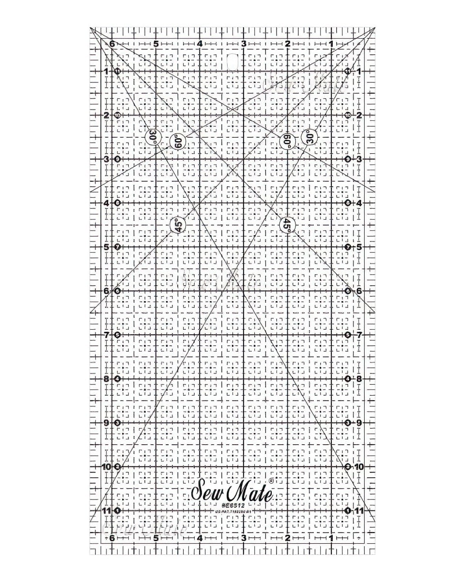Donwei Rastrové pravítko na patchwork, látky DONWEI E6512-BK, černý popis, 6.5"x12" inch