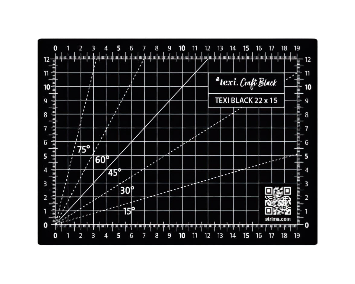 STRIMA Řezací podložka na látky, patchwork TEXI BLACK, samosvorná, černá, 22x15cm, tloušťka 3mm