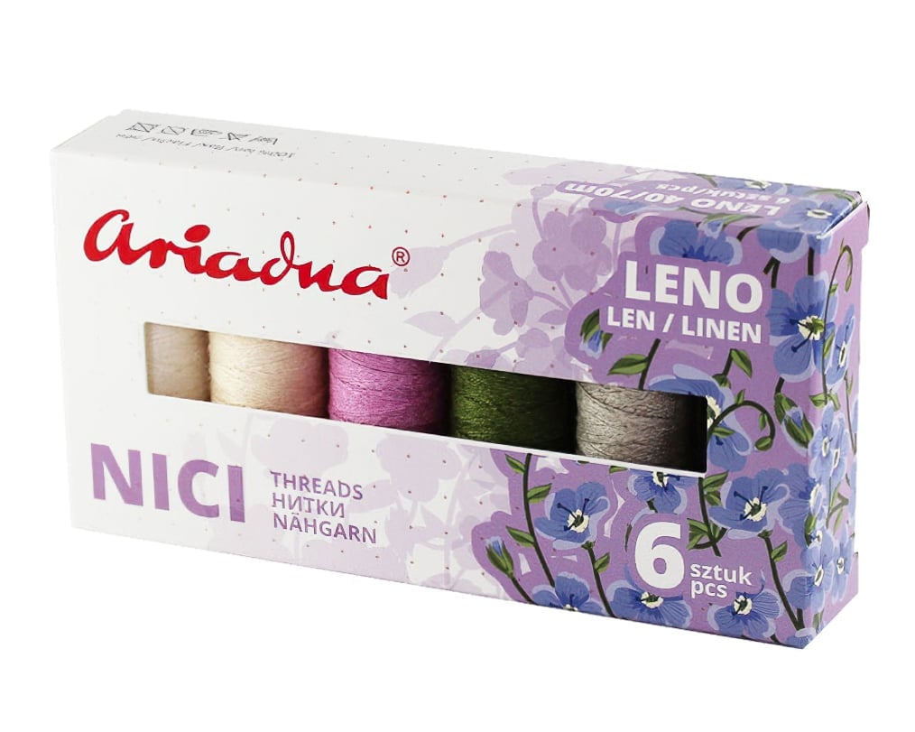 Strima Sada lněných nití LEN EARTH Leno 40/70m, mix barev, návin 70m, 6 kusů v balení