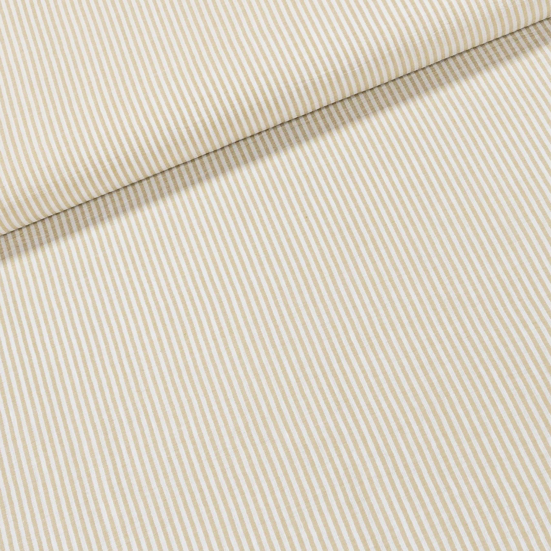 Šatovka polyesterová IMITACE LNU P1-5, béžovo-bílý proužek, š.150cm (látka v metráži)