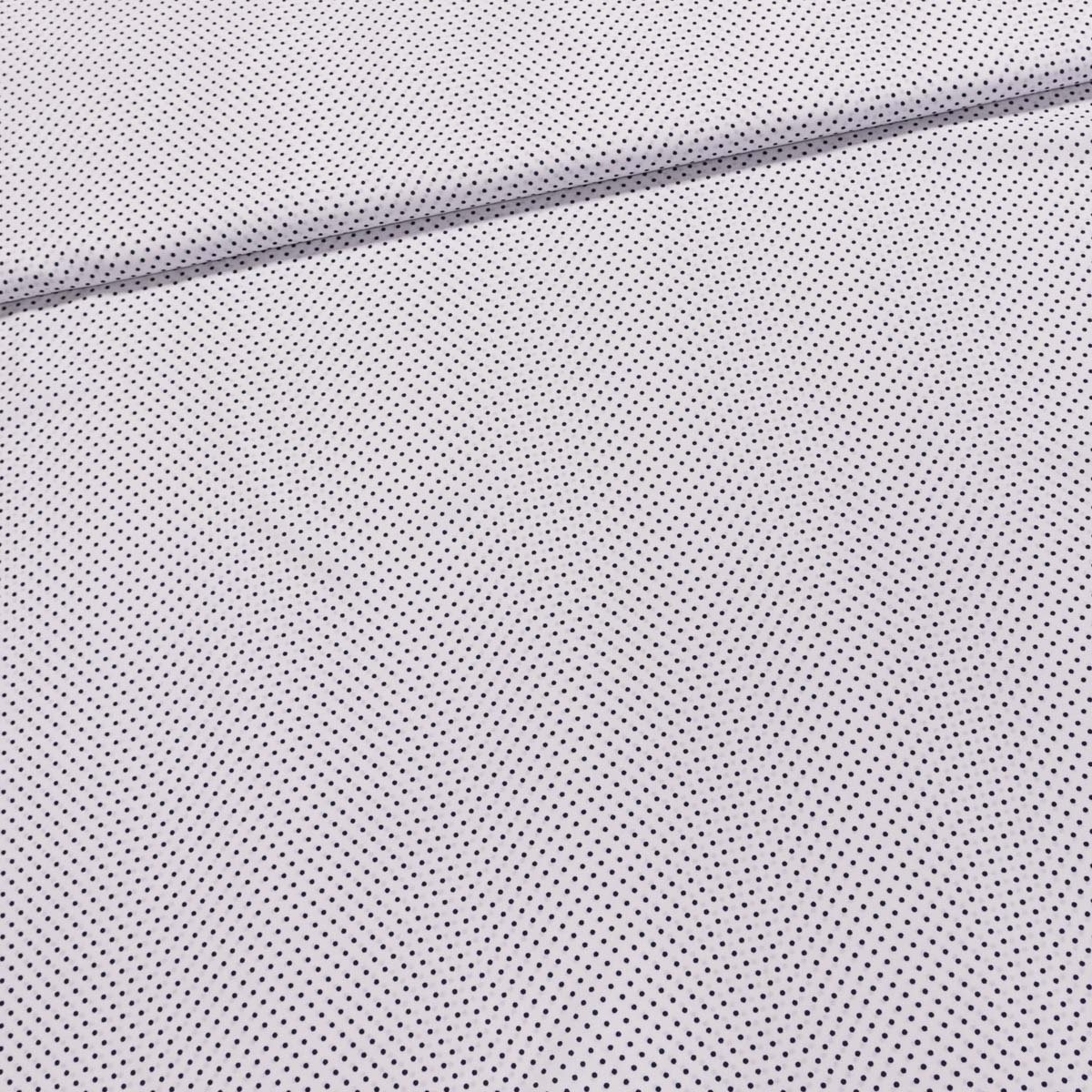Šatovka směsová SP-23015/2, černý puntík na bílé, š.150cm (látka v metráži)