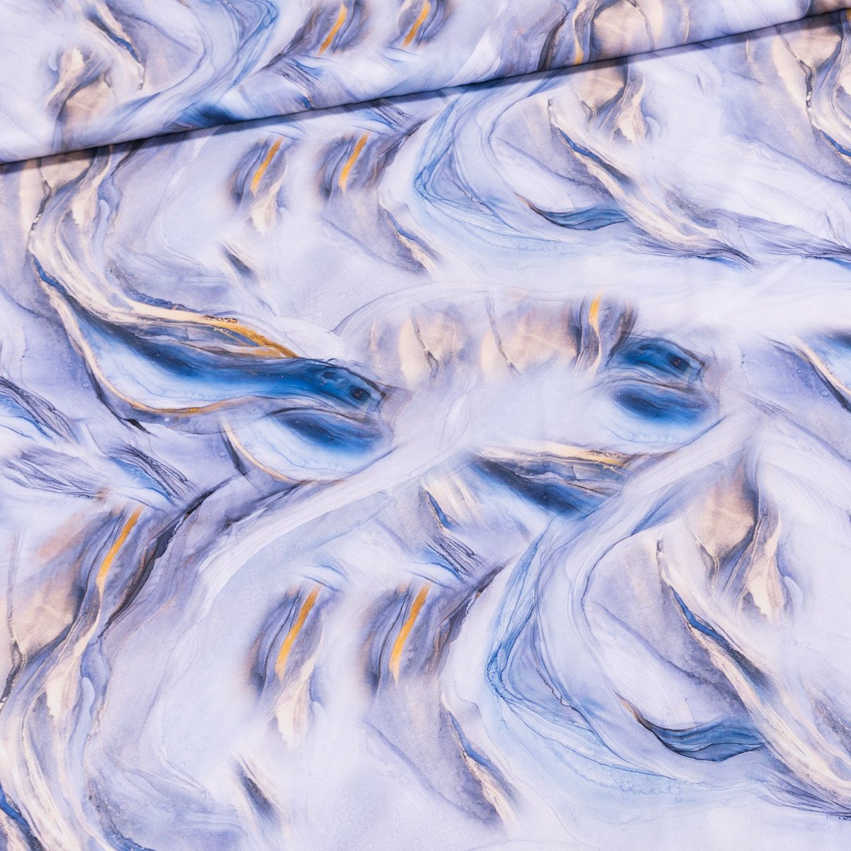 Šatovka / umělé hedvábí DT-24004, modrý mramor, š.150cm (látka v metráži)