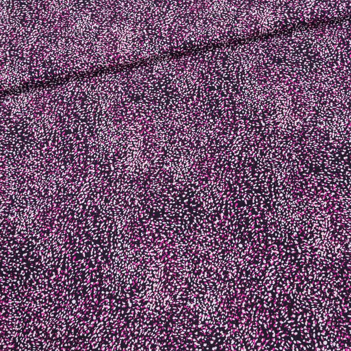 Šatovka viskózová  21065-008, růžové a bílé zrnka na černé, š.140cm (látka v metráži)