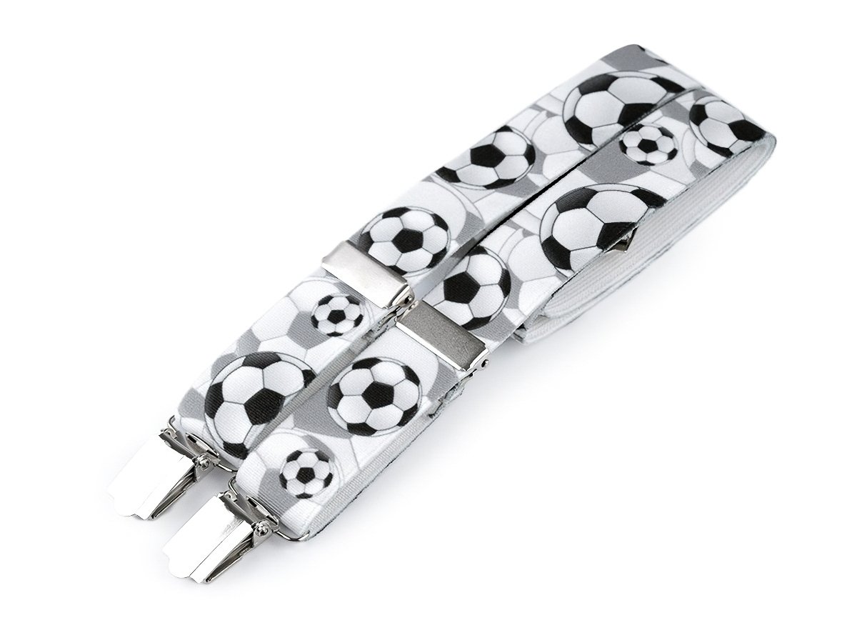 Stoklasa šle dětské, délka 70cm, šíře 2,5cm, tvar Y, FOTBAL černobílé, 650249/17