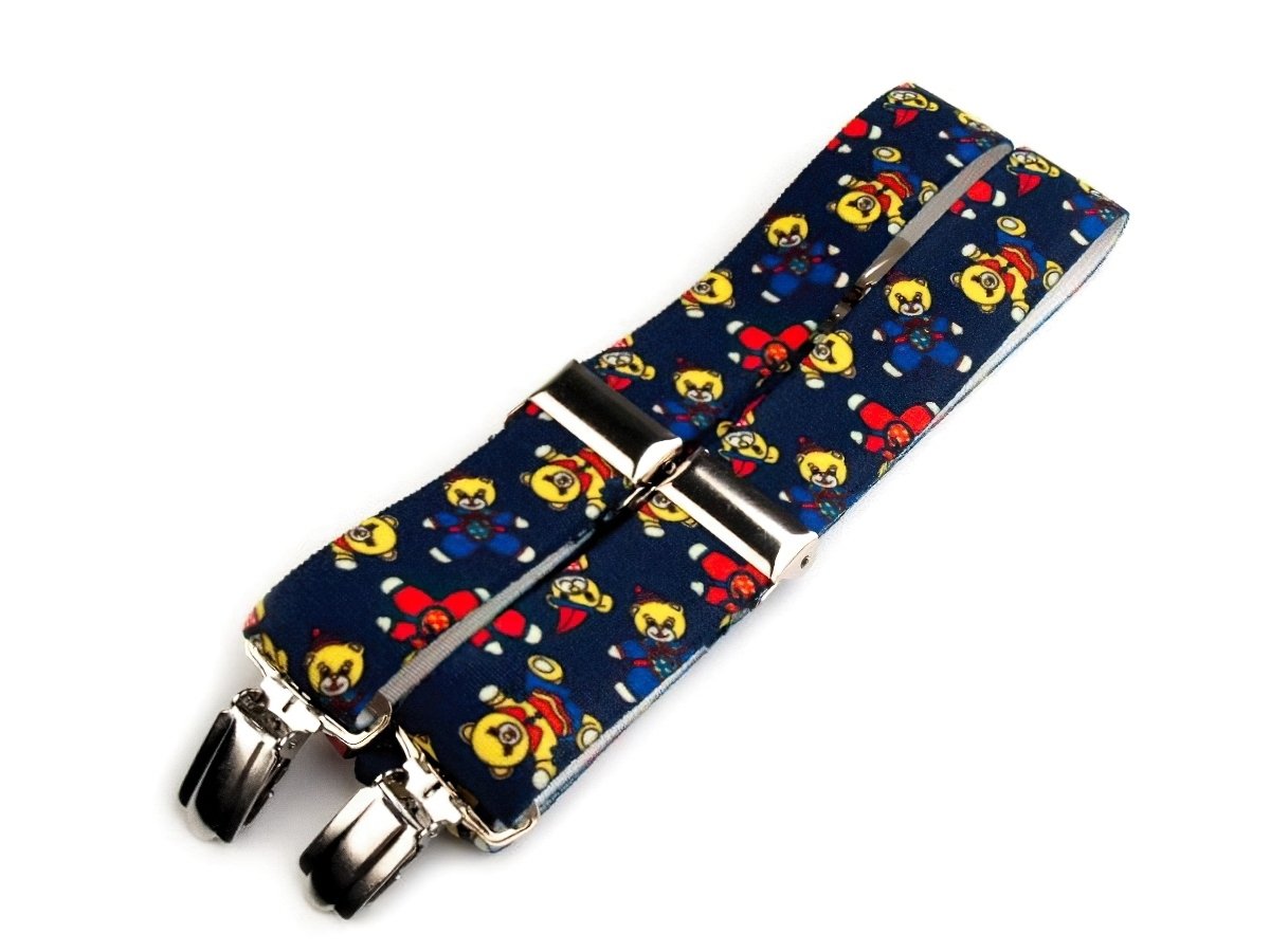 Stoklasa šle dětské, délka 60cm, šíře 2,5cm, tvar Y, MEDVÍDCI tmavě modré, 650256/14