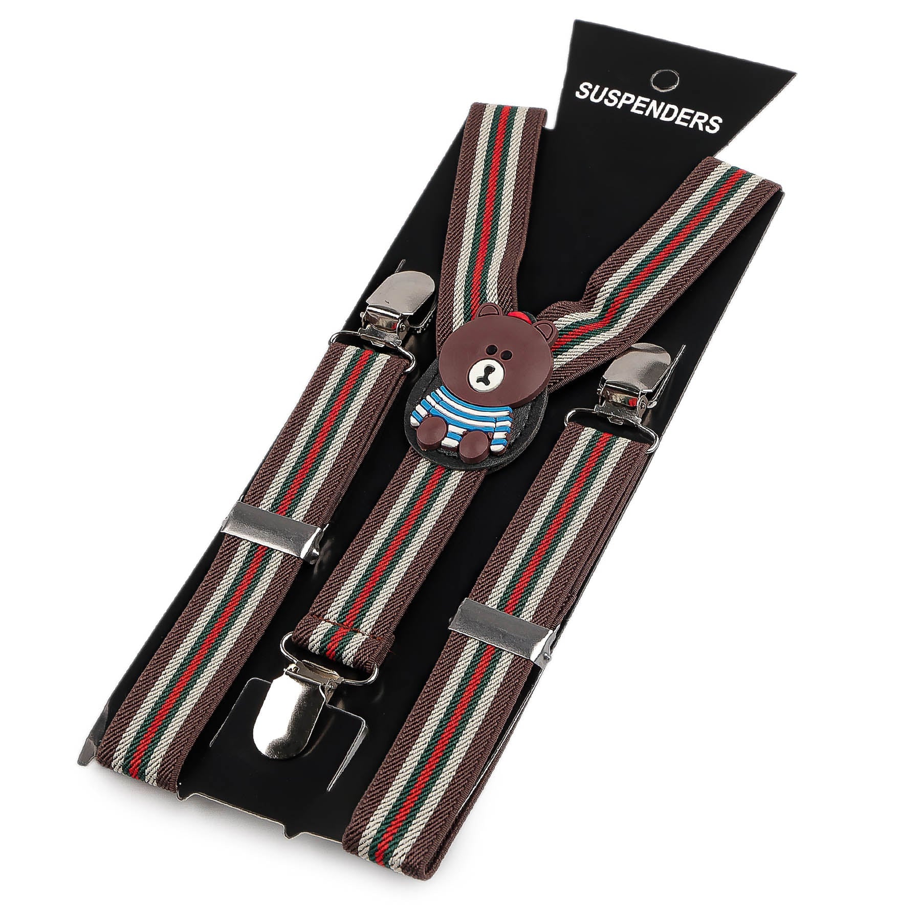 Stoklasa šle dětské, délka 60cm, šíře 2,5cm, tvar Y, MEDVÍDEK hnědá červená, 650400/8