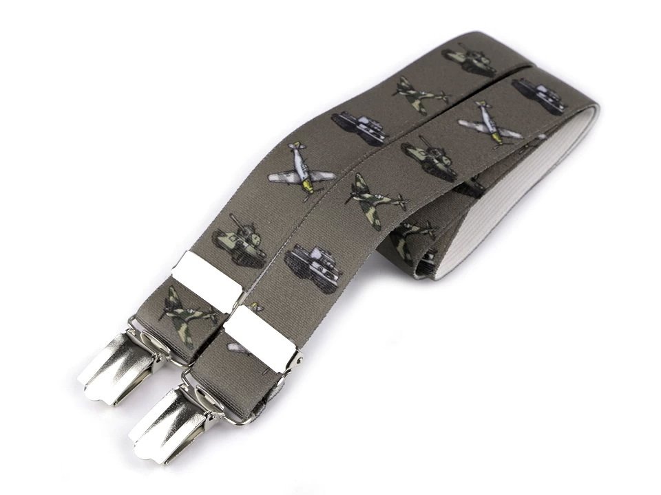 Stoklasa šle dětské, délka 70cm, šíře 2,5cm, tvar Y, ARMY khaki, 650249/25