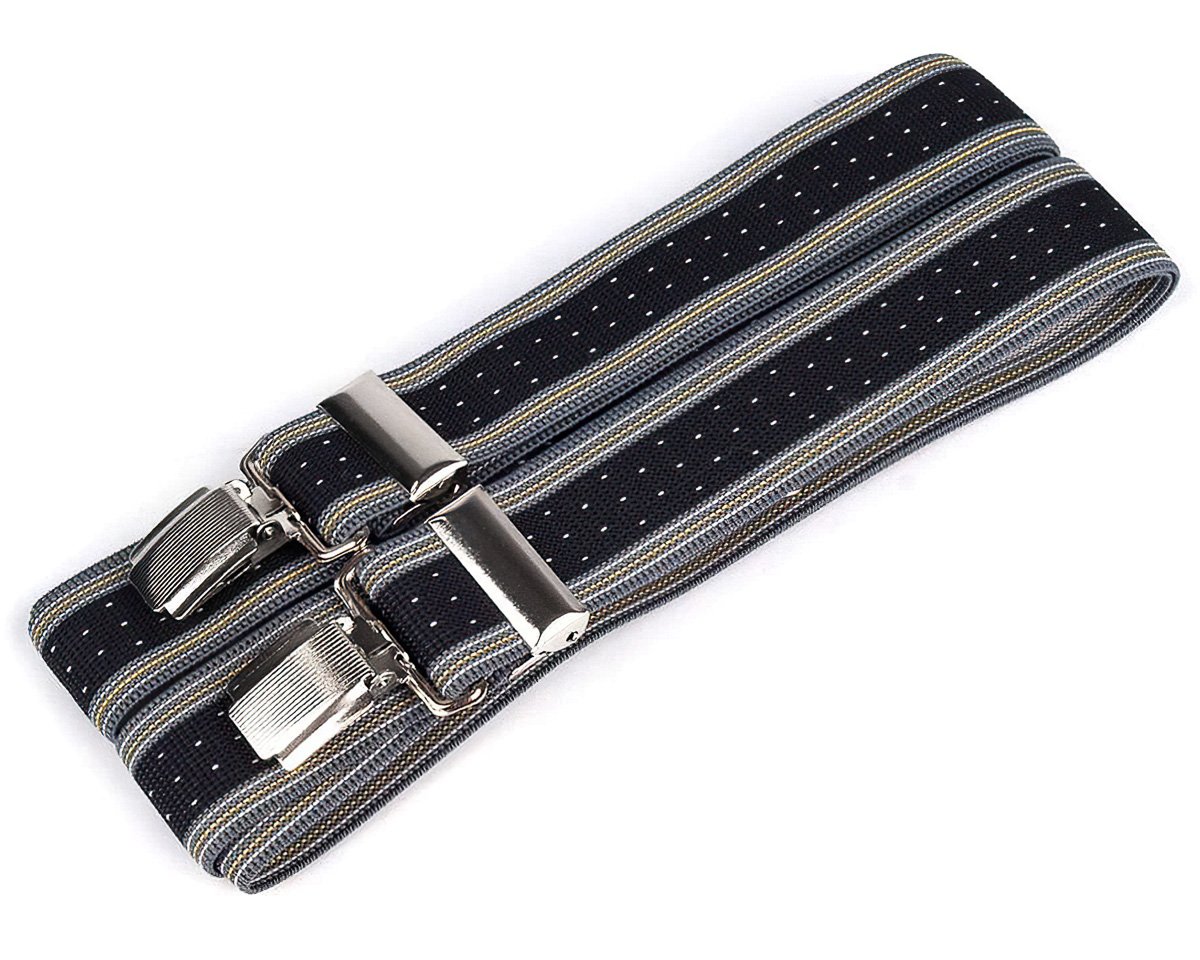 TextilCentrum.cz šle pánské 605255/10, délka 125cm, šíře 3cm, tvar X, černé proužkované s tečkami