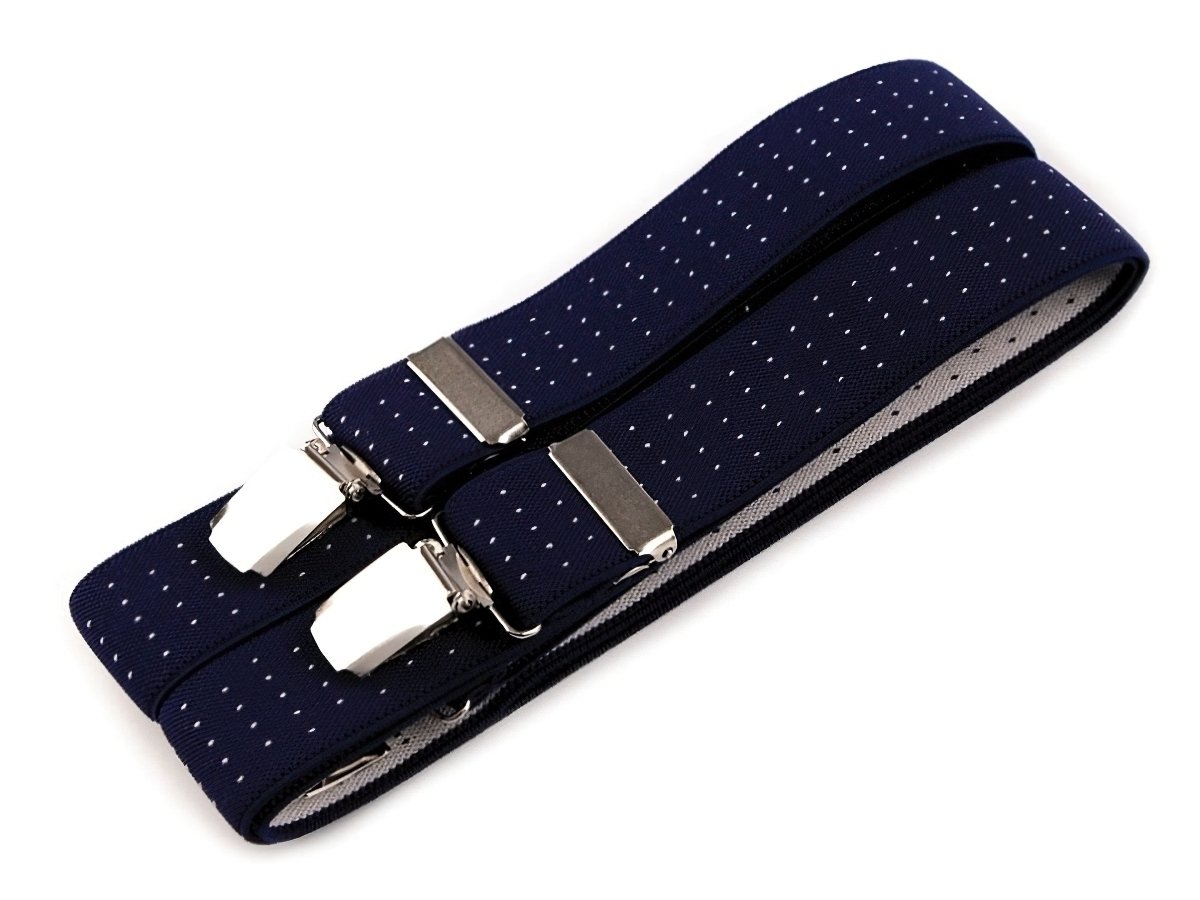 Stoklasa šle pánské 650255/39, délka 125cm, šíře 3cm, tvar X, tmavě modré s bílými tečkami