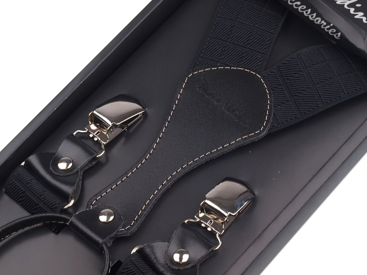 Paolo Udini šle pánské 650313/01, délka 110cm, šíře 3,5cm, tvar Y, černé čtverce