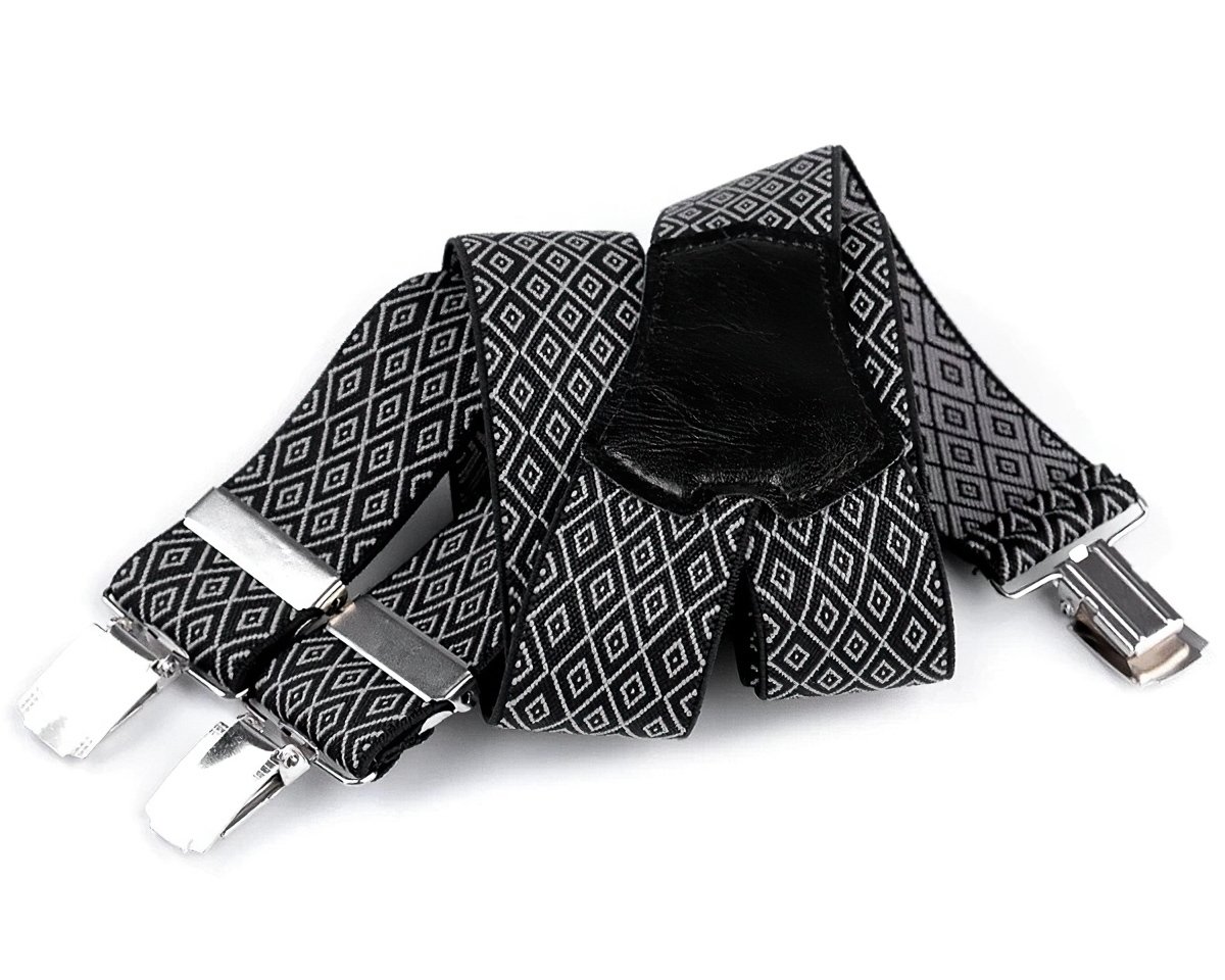 Stoklasa Šle pánské, délka 120cm, šíře 3,5cm, tvar Y, černo-bílé káro, 650352/03